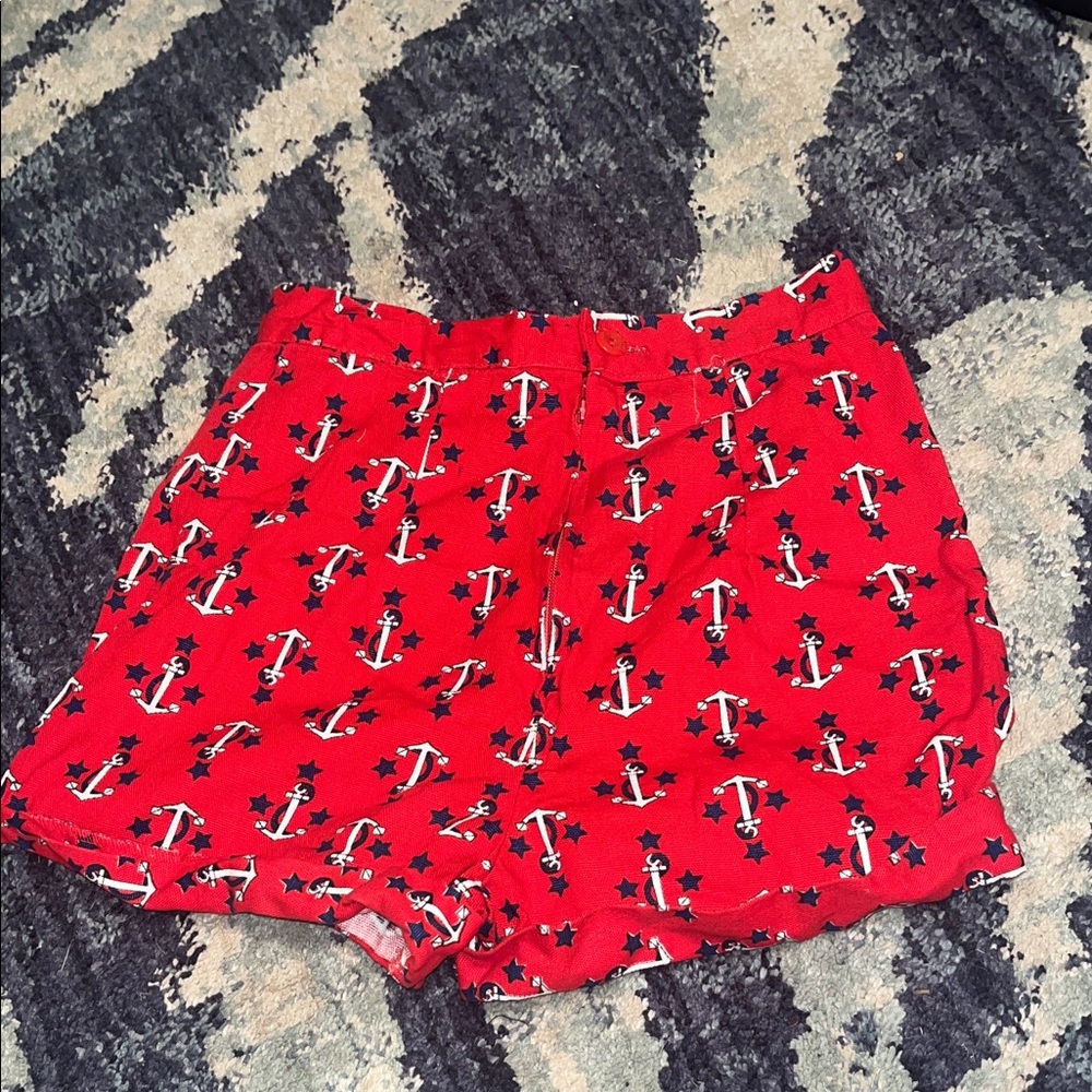 Red Anchor Print Women's Shorts